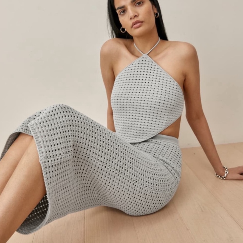 Reformation Circa Knit Skirt in Dove Gray